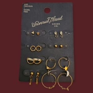 3/$30 Universal Thread Goldtone Geometric Earring Set